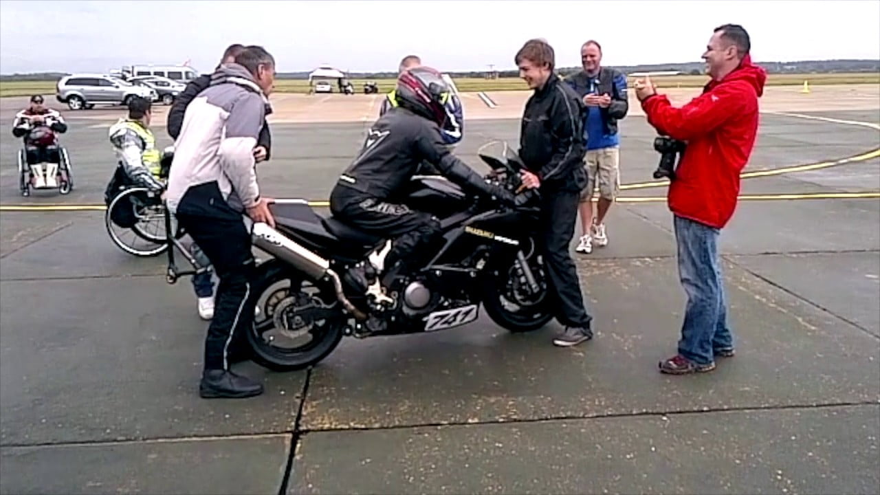 Grant gets back on a motorbike at Castle Combe racetrack with The Bike Experience