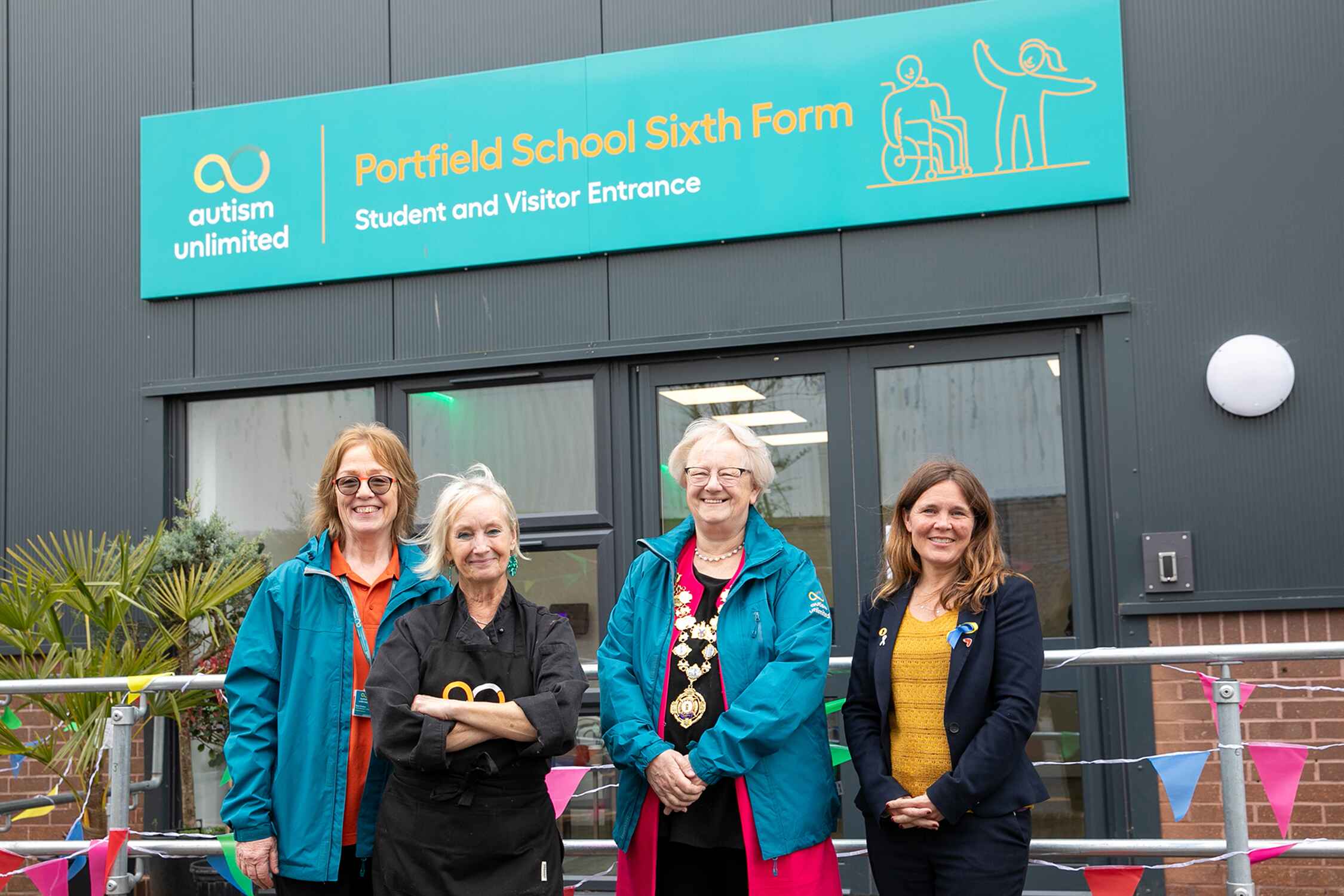 Autism Unlimited CEO Siún Cranny, Lesley Waters,  Councillor Vivienne Charrett (Mayor of Christchurch) and Vikki Slade Leader of BCP Council