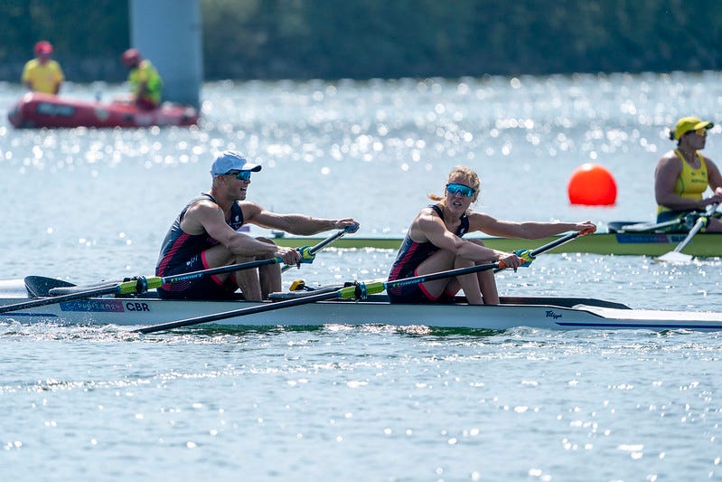 Paralympic rowing debutants Annabel Caddick and Samuel Murray race for Great Britain on the water.